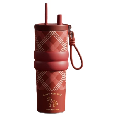 2026马年本命年红陶瓷保温杯女