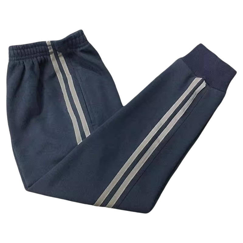 定制全棉藏青夏季反光双杠校服