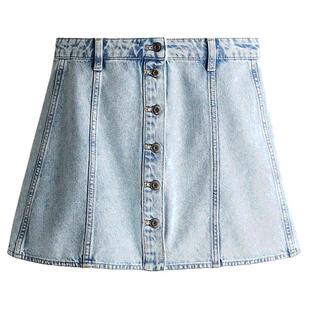 HM女装半身裙春季休闲时尚迷你A字纽扣牛仔短裙1277131