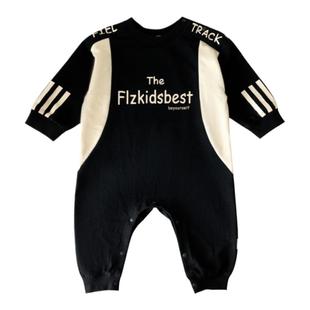 宝宝连体衣秋冬韩版帅气婴儿衣服冬装满月男宝加绒外出服春装爬服