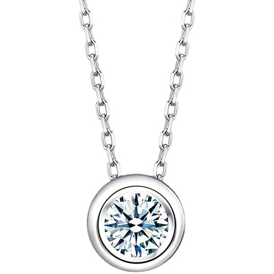 进口锁骨链吊坠纯银镀18K白金女