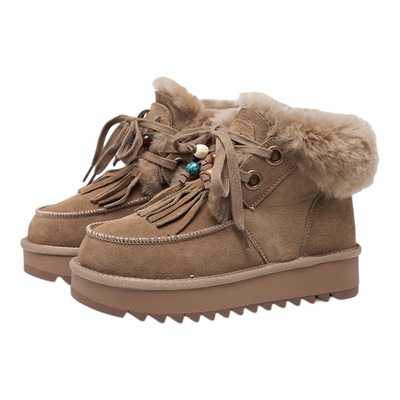 星期六厚底时尚雪地靴女2025冬季新款增高暖靴保暖棉鞋SSD411A553