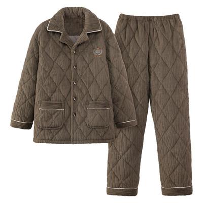 浪莎睡衣男三层夹棉加厚保暖套装