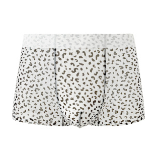 男生无痕冰丝豹纹中腰舒适透气平角四角男士内裤2026新款男款速干