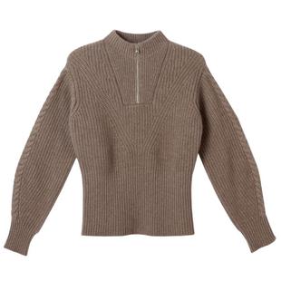 GOBI戈壁秋冬纯色休闲拉链修身羊绒女士毛衣打底衫上衣外套WK543