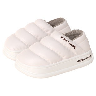 防水羽绒布棉拖鞋女冬季居家室内加绒保暖防臭抑菌防滑棉拖鞋男冬