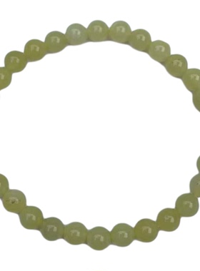 天然和田玉黄口细款圆珠手串