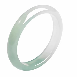 半山半水玉髓手镯冰种渐变色正圈油青色翡翠平替年轻气质女款玛瑙