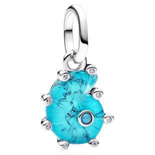 Pandora潘多拉蓝色玻璃拼合石海螺吊饰海洋生物绿松石色
