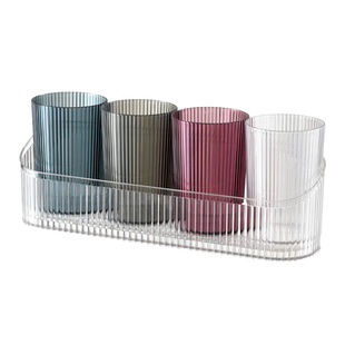 透明牙刷杯架轻奢漱口杯托盘沥水架台面卫生间置物手洗漱台收纳架