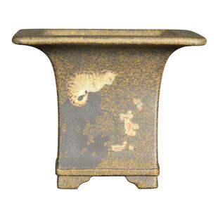 神力紫砂花盆天青泥手工泥绘四方盆室内桌面绿植多肉菖蒲兰花盆景