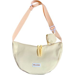 斜挎包包女款饺子包2025新款学生大容量帆布包女孩单肩包通勤布包