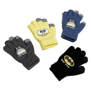 儿童手套男可爱男童冬季小童手套女童5-13岁小学生加绒五指可触屏