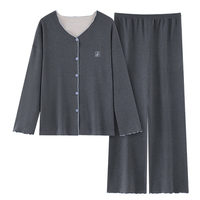 磨毛薄绒睡衣女款秋冬季保暖德绒长袖开衫2025新款简约家居服套装