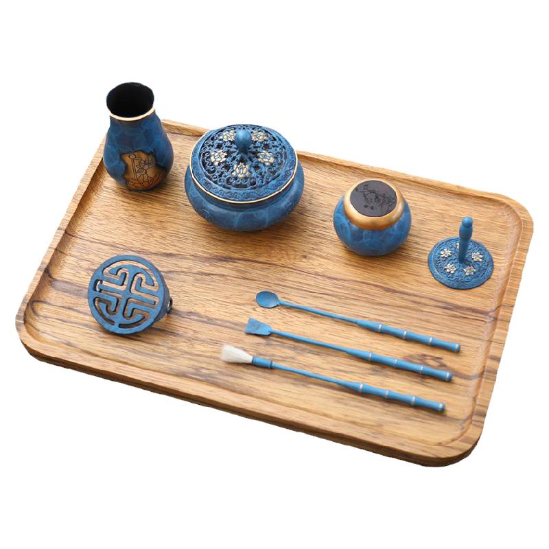 青沉烧蓝纯铜工具套装熏香炉