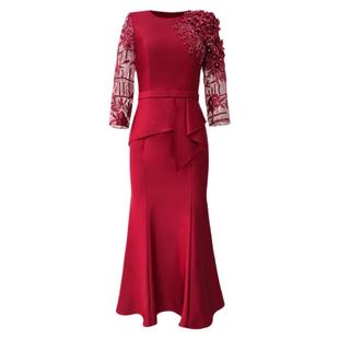 创意狐红色小礼服名媛气质晚宴会主持人礼裙日常可穿演出服连衣裙