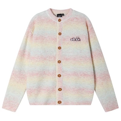 【明星同款】ER彩虹毛衣开衫女2026秋新款国潮校园风温柔针织外套