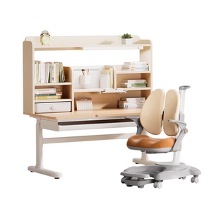 爱果乐学而不凡儿童学习桌小学生可升降实木调节写字桌家用桌套装