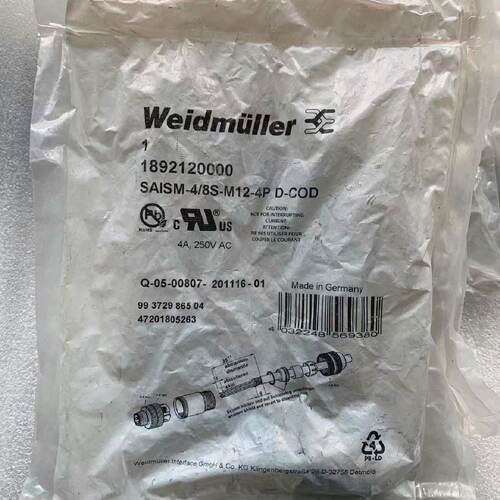 议价正品 进口魏德米勒接头 SAISM-4/8S-M12-4PD-COD 订货 189212