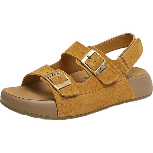 TATA他她棕色勃肯鞋女厚底沙滩凉鞋女运动凉鞋2025夏新款4QY04BL5