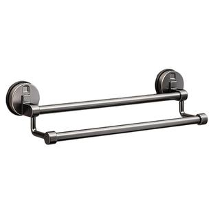 吸盘卫生间毛巾架子免打孔壁挂置物架浴室毛巾双杆洗手间收纳挂架