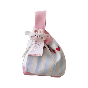 生日礼品袋宝宝满月百日宴伴手礼袋子可爱实用小诞生针织包礼物袋