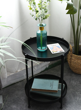 北欧创意铁艺推车小茶几美容会所可移动多功能边几网红金属边几