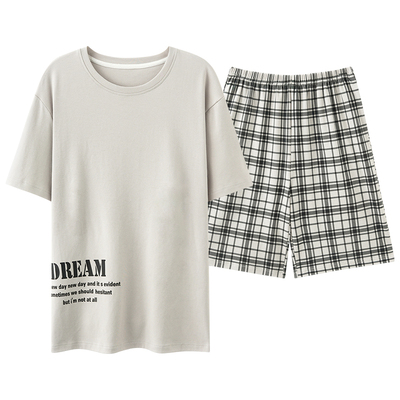 男款纯棉睡衣可外穿短袖