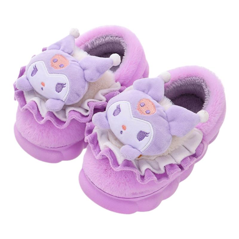 儿童棉鞋秋冬女童可爱美乐蒂居家保暖公主风中大童毛毛包跟棉拖鞋