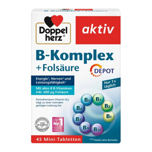 德国Doppelherz双心维生素B族复合缓释片新陈代谢减进口叶酸vb脂