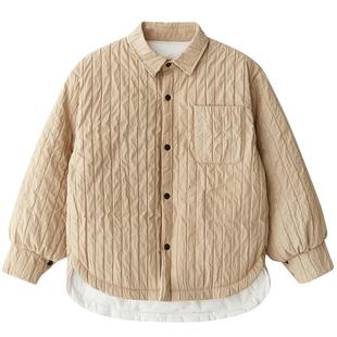 enhenn童装女童男童衬衫羽绒服夹克2025秋冬新品儿童宝宝翻领外套