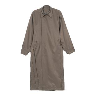 Hualun男款翻领休闲廓形中长款风衣猎装大衣男装潮流宽松过膝外套