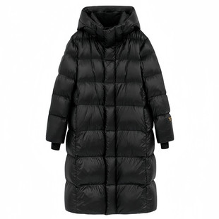 超好看情侣长款黑金连帽羽绒棉袄潮2024年冬季新款高级感加厚棉服