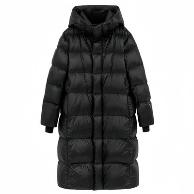 晶煊超好看情侣长款黑金羽绒棉袄