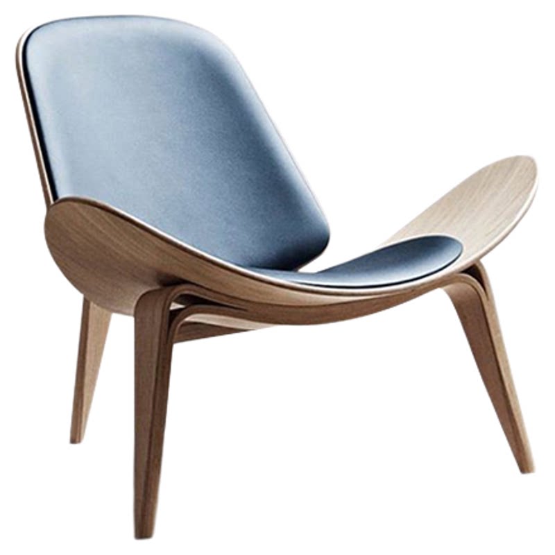 黑胡桃全真皮飞机椅北欧shell chair会所别墅样版房单人沙发椅
