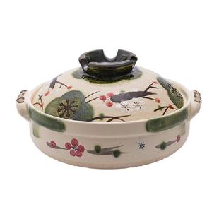 内山窑日本原装进口万古烧砂锅家用煲炖汤干烧不裂手绘织部梅土锅