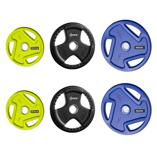 奥杆包胶杠铃片哑铃5公斤配重片男女健身家用力量举硬拉手抓大孔