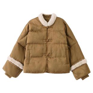 新中式羽绒服2024冬季新款丝柏舍女装宽松款短款小个子保暖外套