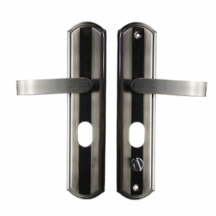 品发锁厂 黑金铁柄 防盗门执手锁门拉手把手 拉丝面板 防盗门锁具