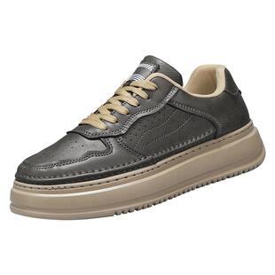 男鞋冬季休闲运动软底舒适上班高级感年轻人增高通勤开车黑色皮鞋