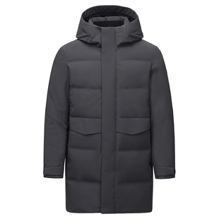 坦博尔鹅绒服男款连帽中长款通勤商务休闲外套冬一手长面包羽绒服