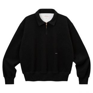 SUPERTOFU复古毛圈颗粒感面布 铜色半拉链 加绒保暖翻领卫衣 AW25