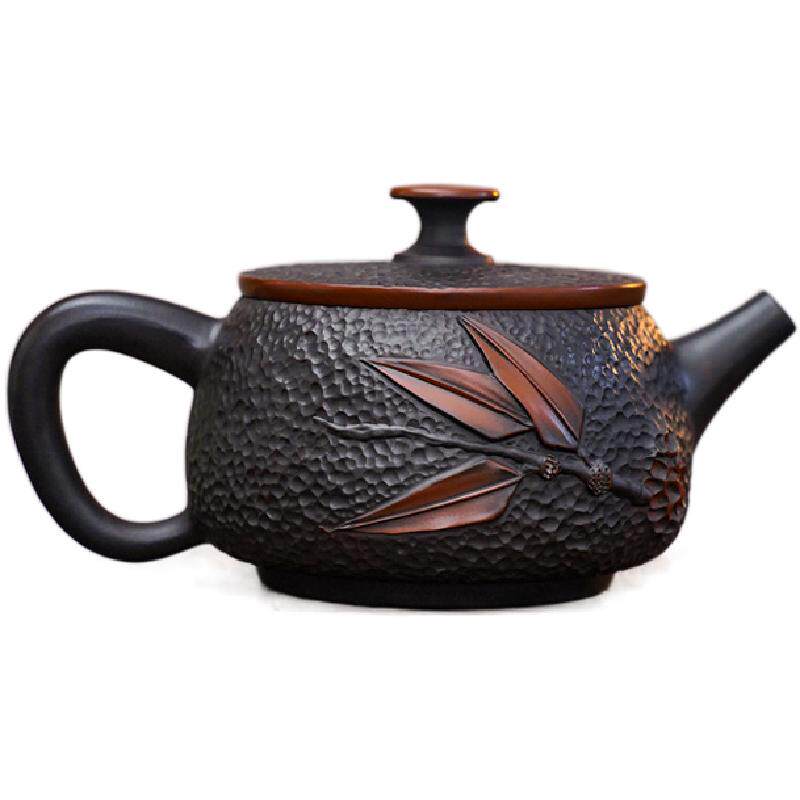 云南建水紫陶茶壶手工高档非紫砂汉瓦单壶锤纹功夫茶具大容量复古