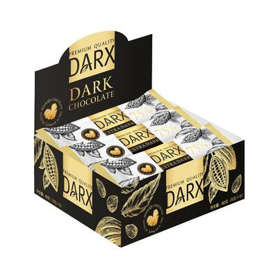 DARX俄罗斯经典高端黑巧克力75%可可含量微苦450克/盒 15条纯可可
