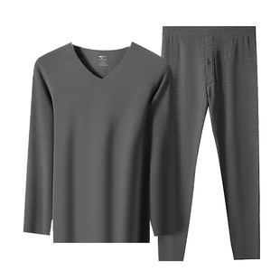 七匹狼德绒发热保暖内衣套装男抗菌打底衫无痕V领t秋衣秋裤礼盒装