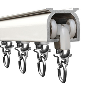 加厚铝合金静音窗帘轨道侧装顶装直轨滑轨窗帘杆单双轨滑轮滑道