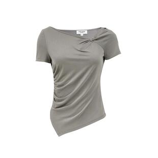 vq区绫致Vero ModaT恤女2025夏季镂空设计抽褶不规则开叉下摆短袖