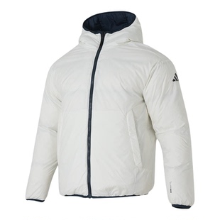 阿迪达斯男2026新款三条杠双面穿连帽羽绒服外套KC2490 2491 2492