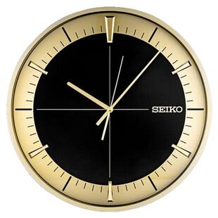 SEIKO精工卧室静音客厅16英寸简约金色金属挂钟QXA840G