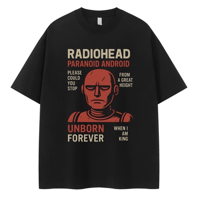 Radiohead电台司令乐队复古美式街头落肩宽松纯棉圆领摇滚短袖T恤
